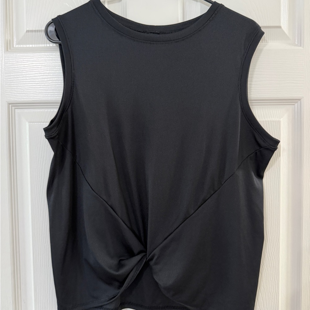 Lucky in Love Black Twist-Front Sleeveless Tank